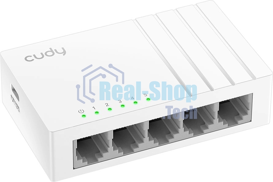 Коммутатор 5-Port Gigabit Desktop Switch, 5 10/100/1000M RJ45 Ports, Loop Detection, Desktop Plastic Case, Power Saving, Plug & Play, Wall-Mount, Power Adapter Not Included