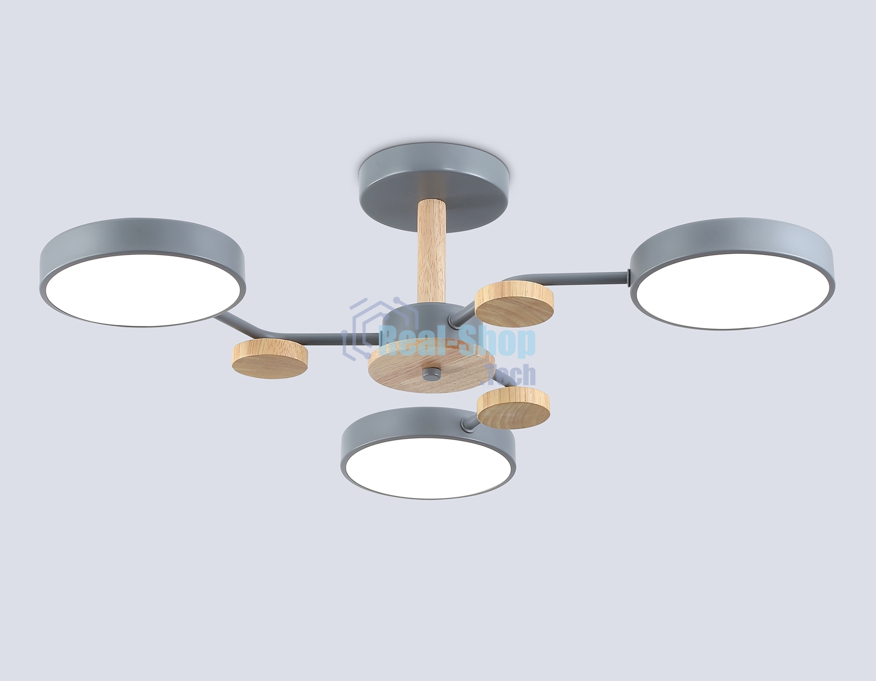 Светильник Ambrella light FL4856/3 GR/WD серый/дерево 54W 3000-6000K D660*170 (без ПДУ)