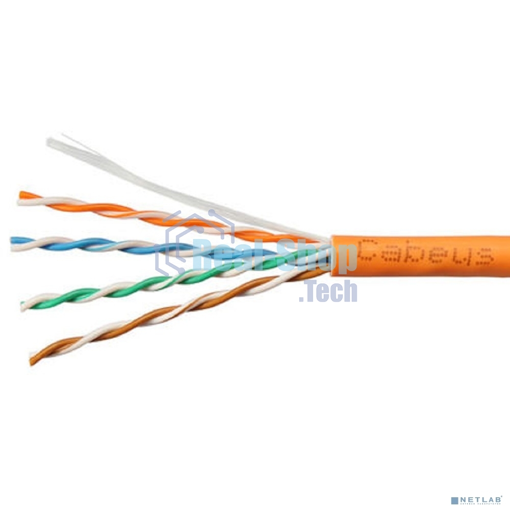 Кабель витая пара UTP (U/UTP) Cabeus UTP-4P-Cat.5e-SOLID-LSZH, cat.5e, 4 пары (24 AWG), одножильный, оранжевый, LSZH