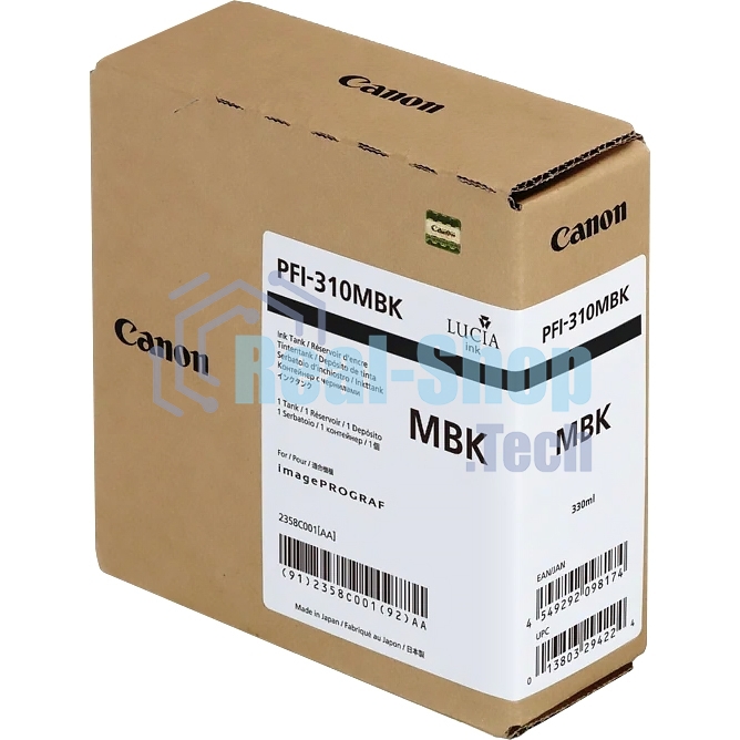 Картридж струйный Canon PFI-310 MBK 2358C001 черный матовый (330мл) для Canon TX-2000/TX-3000/TX-4000