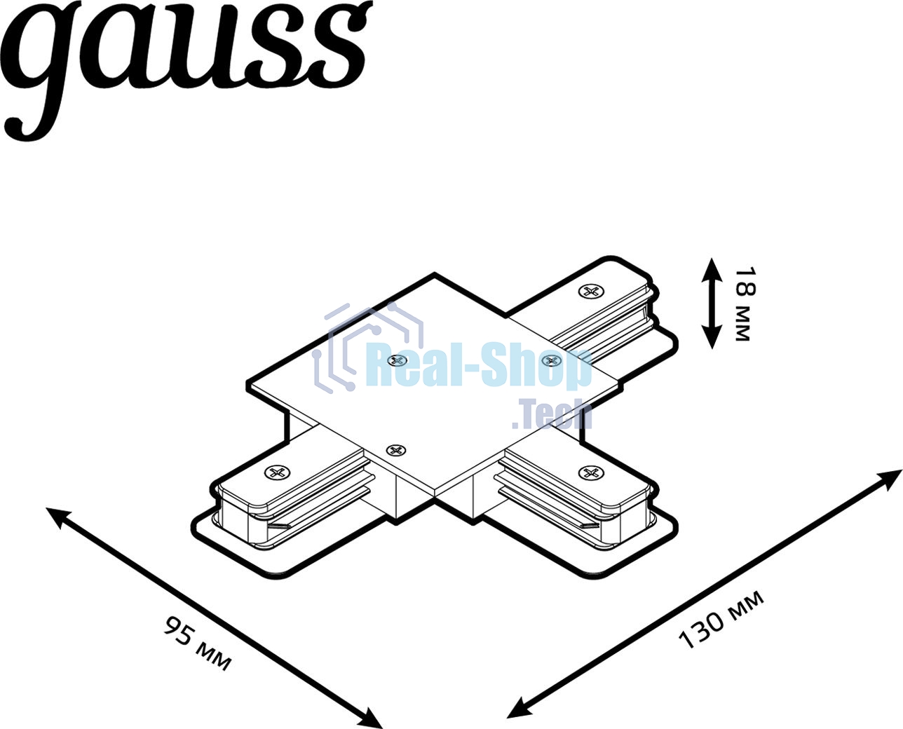 Коннектор для встраиваемых трековых шинопроводов Gauss (T) белый
