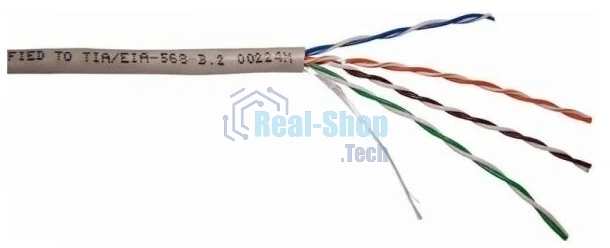 Кабель TWT UTP, серии XS, 4 пары, Кат.5e, PVC, серый, 100 метров