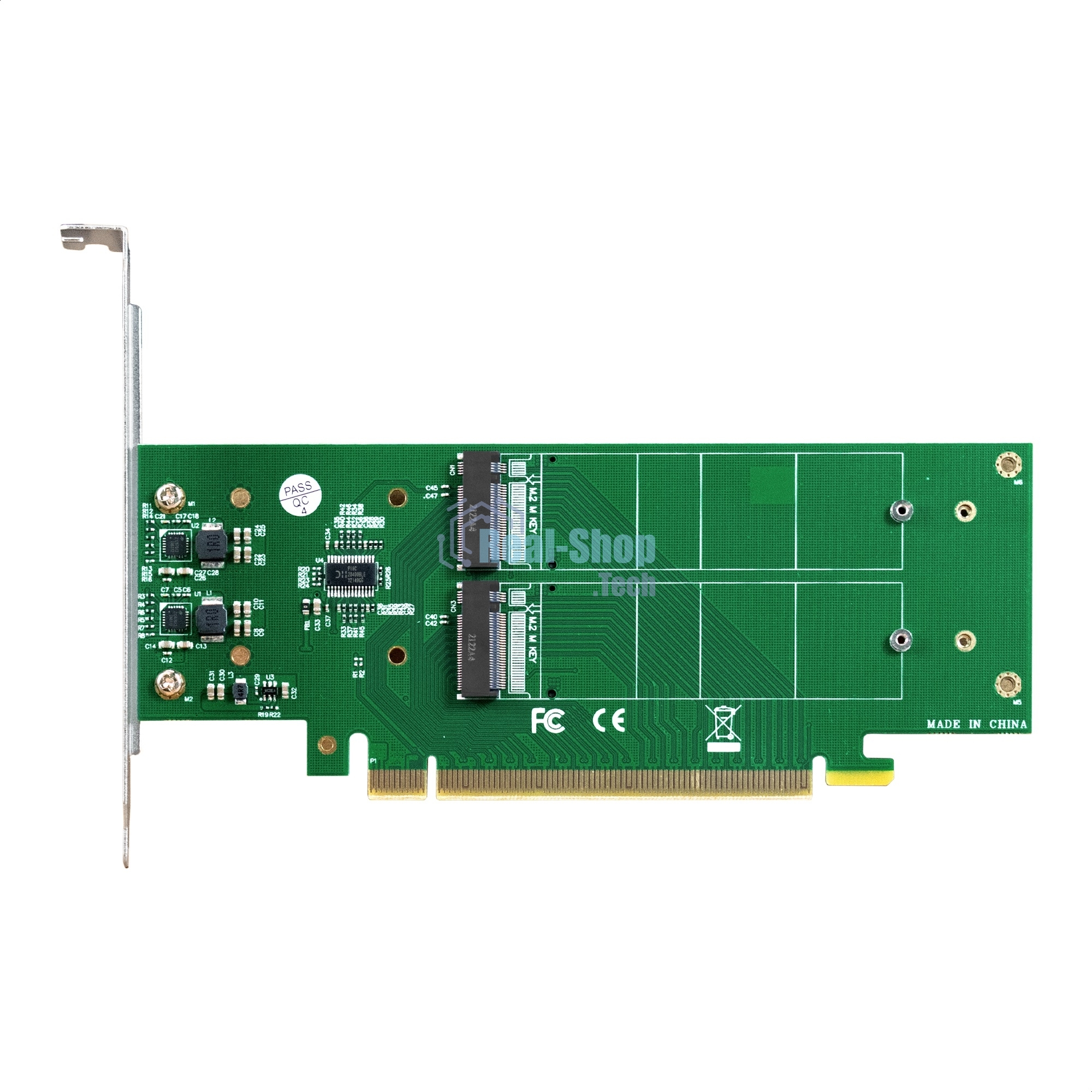 Переходник ExeGate EXE-597E4 (4 x M.2 M key -> PCI-E x16 v3.0, для установки четырех SSD M.2 2230/2242/2260/2280/22110 M key NGFF в слот PCI-E, материнская плата должна быть c функции Bifurcation PCI-E)
