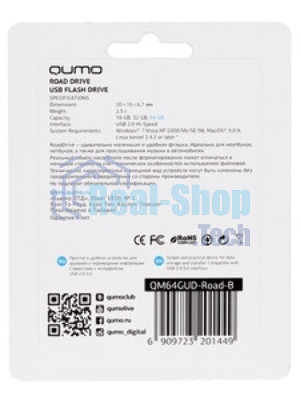 Флешка USB 2.0 QUMO 64Gb, NANO QM64GUD-NANO-B черный
