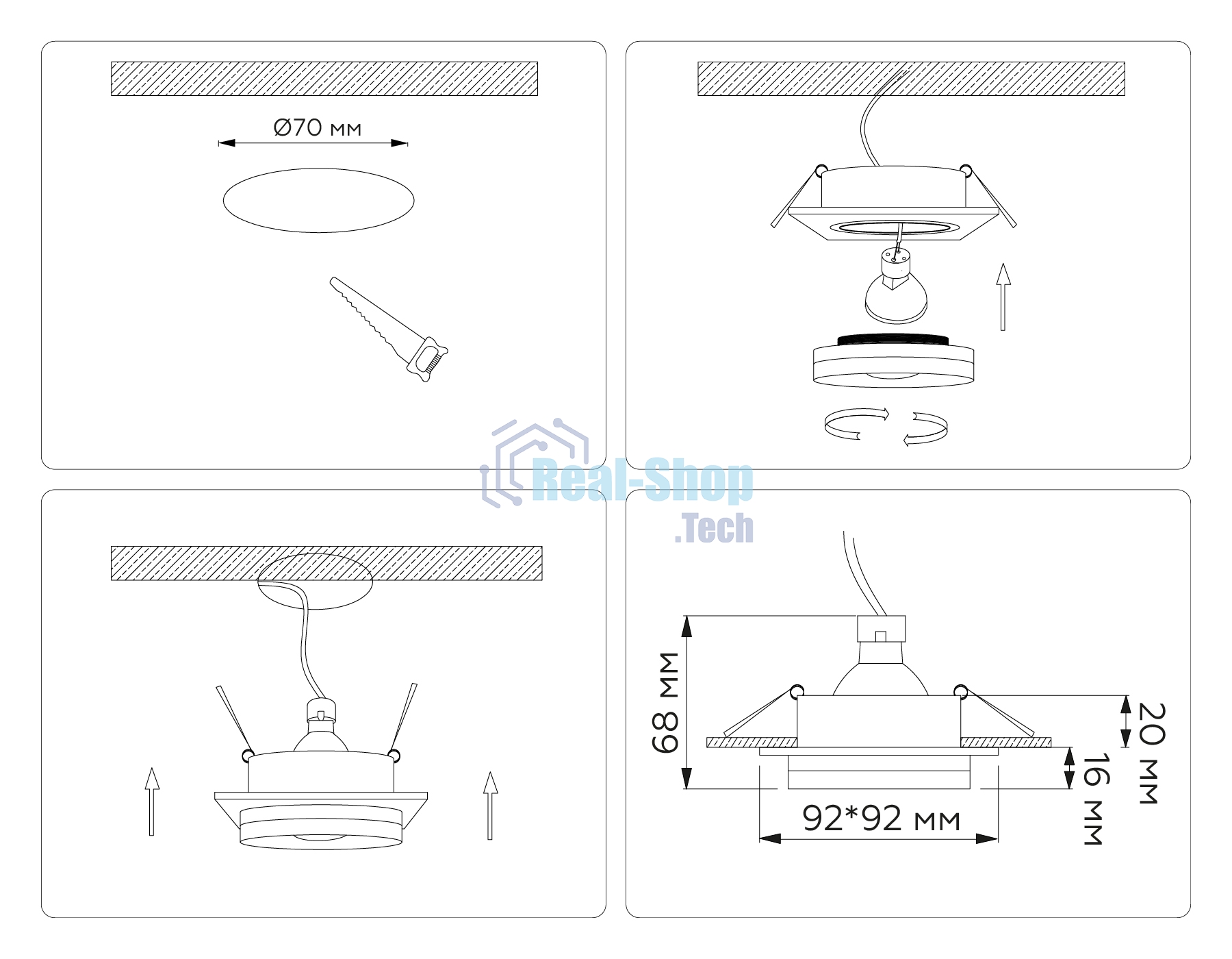 Светильник Ambrella light TN30710 BK черный GU5.3 92*92*36