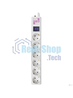 Фильтр-удлинитель Power Cube 3,0 м 6 розеток с заземлением (белый) 16А/3,5кВт/ Surge protector Power Cube 3,0 m 6 outlets (white) 16A / 3,5kVt