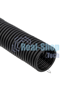 Труба гофрированная из ПНД Rexant с зондом, черная, Ø32 мм, бухта 25 м/уп.