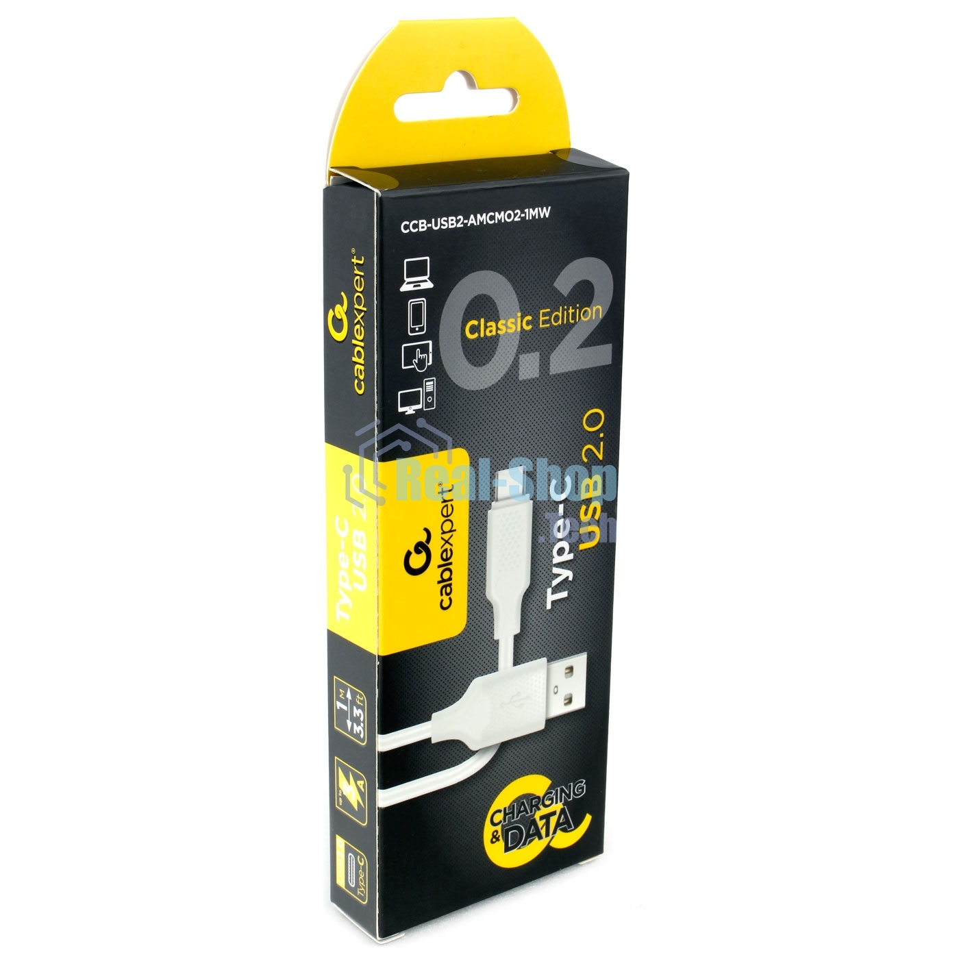 Кабель USB2.0 Cablexpert CCB-USB2-AMCMO2-1MW, AM/Type-C, издание Classic 0.2, длина 1м, белый, блистер
