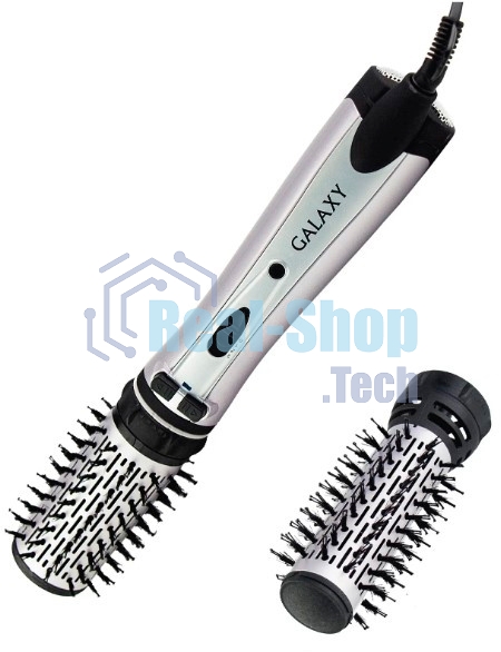 Фен-расческа Galaxy Line GL 4404, сиреневый с черным, 1200 Вт, 2 насадки (диаметр 50 мм и 30 мм), 2 направления вращения насадок, 2 скоростных режима, керамическое покрытие насадок, функция 