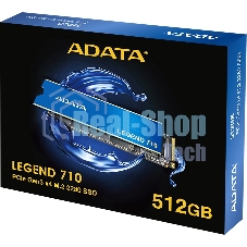 Накопитель SSD ADATA LEGEND 710, 512Gb, PCIe 3.0 x4, M.2 2280, NVMe, R/W 2400/1600, с радиатором