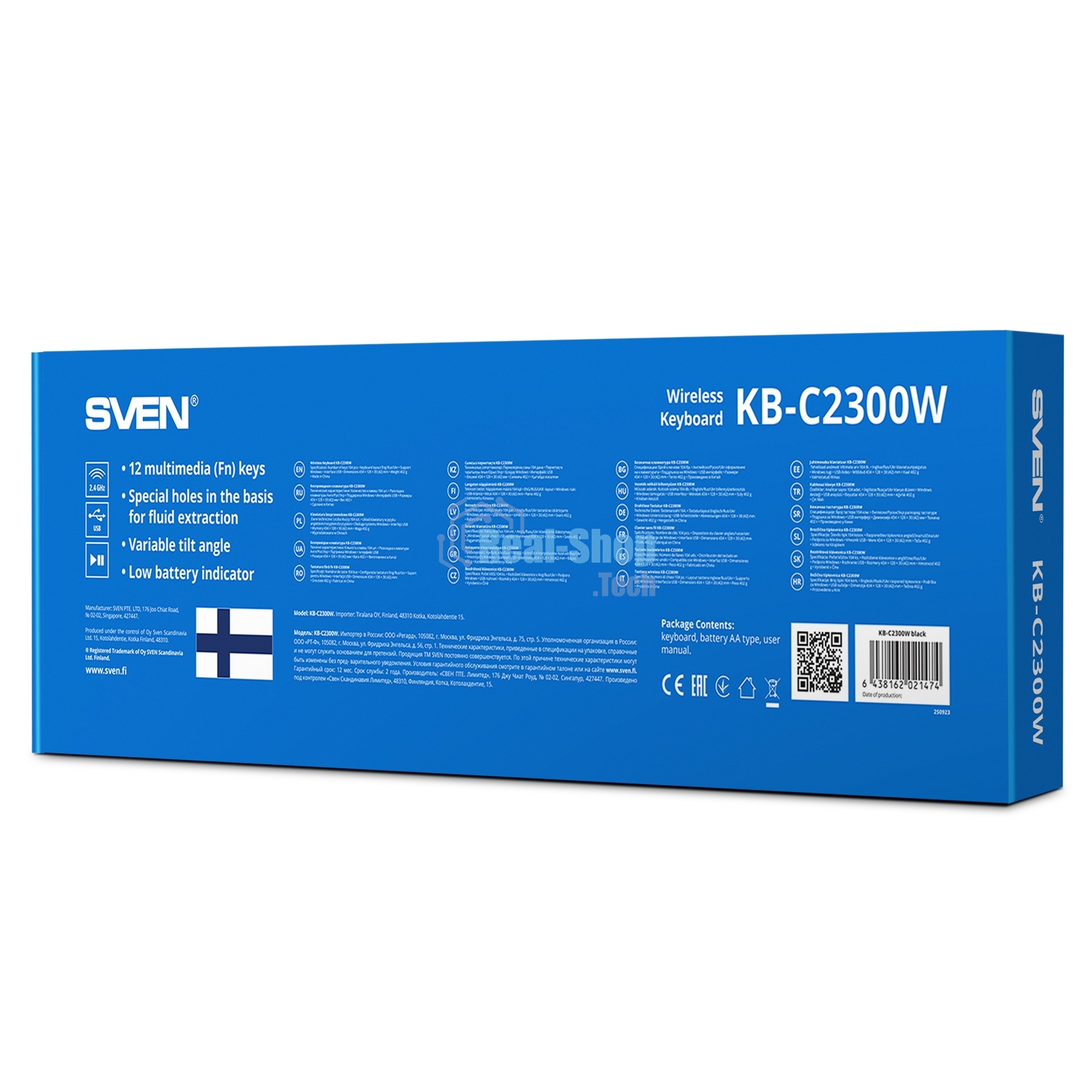 Клавиатура беспроводная Sven KB-C2300W USB черная
