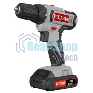 Дрель-шуруповерт аккумуляторная Ресанта ДА-18-2ЛК 75/14/5, Аккумуляторная, 18В, 2 АКБ, Кейс