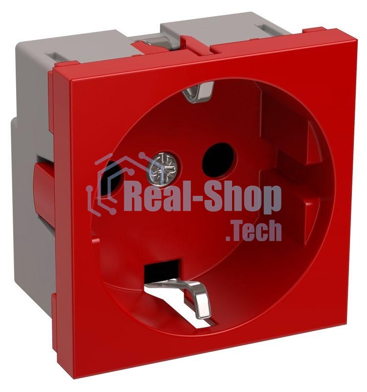 Розетка 1-м Праймер 2мод. 45х45 РКС-20-32-П-К с заземл. красн. ИЭК CKK-40D-RSZK2-K04-K