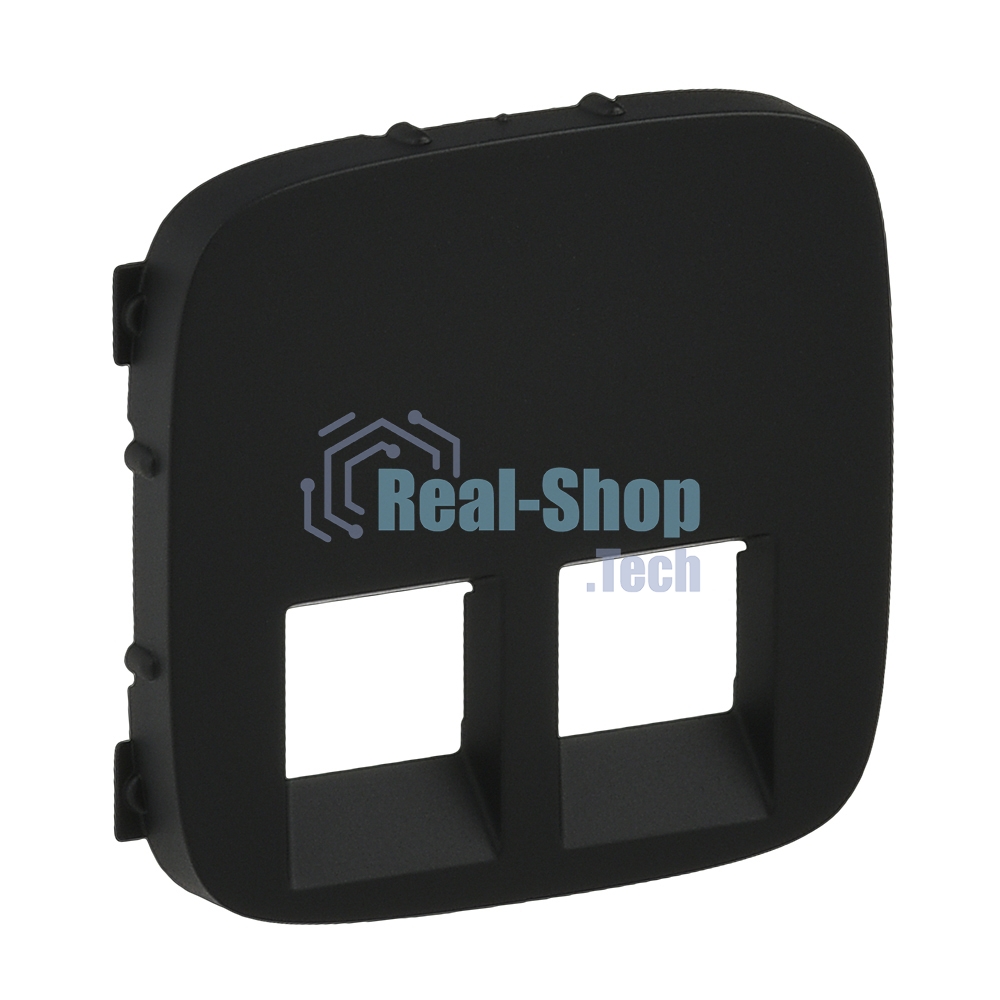 Лицевая панель розетки 2 гнезда, RJ11, RJ45, Антрацит
