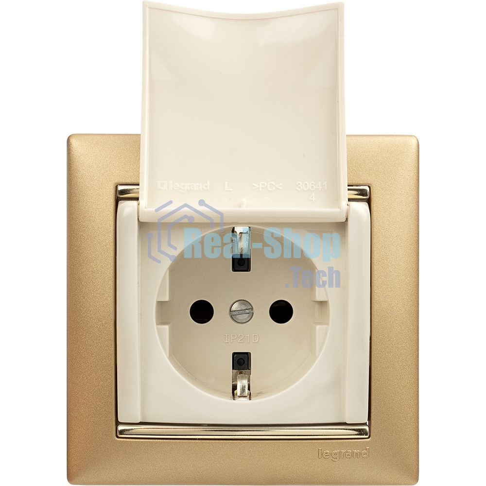 Механизм розетки 1-м СП Valena с защ. крышкой защ. шторки с заземл. сл. кость Legrand 774322