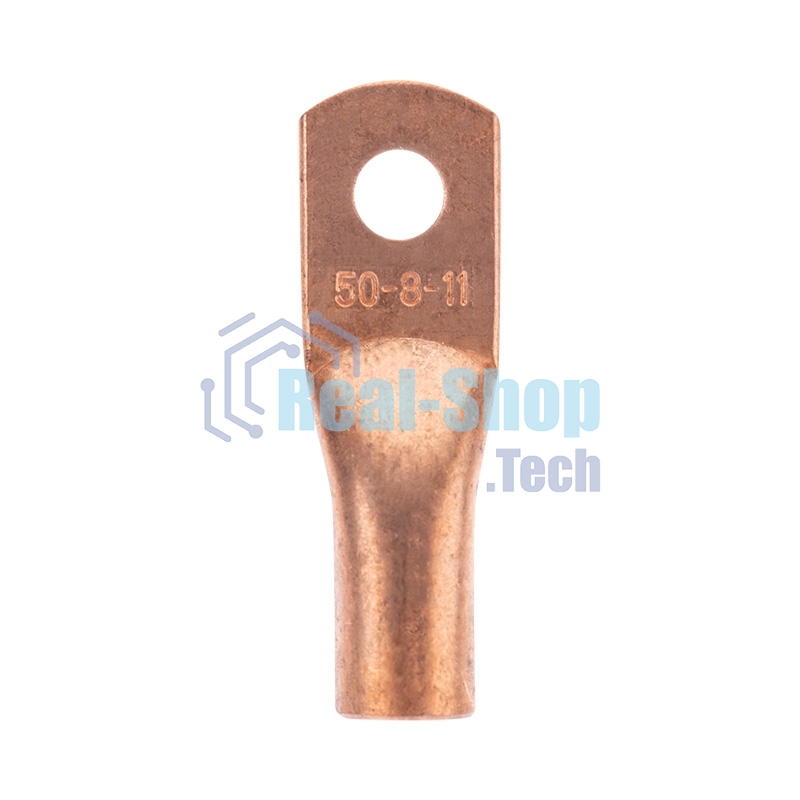 Наконечник медный Rexant ТМ 50-8-11 (50мм² - Ø8мм) (в упак. 5 шт.)