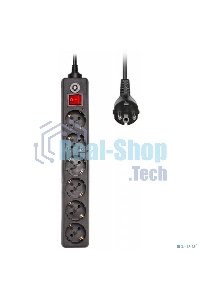 Сетевой фильтр Buro 600SH-1.8-B 1.8 м (6 розеток) черный (коробка)