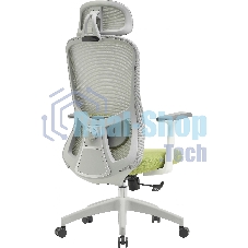 Кресло компьютерное Cactus CS-GMC515-GYGN серый, сиденье салатовый, сетка/ткань, с подголов. крестов. пластик, пластик серый