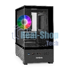 Компьютерный корпус Minitower ExeGate i3 SEA (mATX, БП 800NPX, 2*USB+1*USB 3.0, HD аудио, черный, 1 вент. 12см с RGB подсветкой, передняя и боковая панели - закаленное стекло)