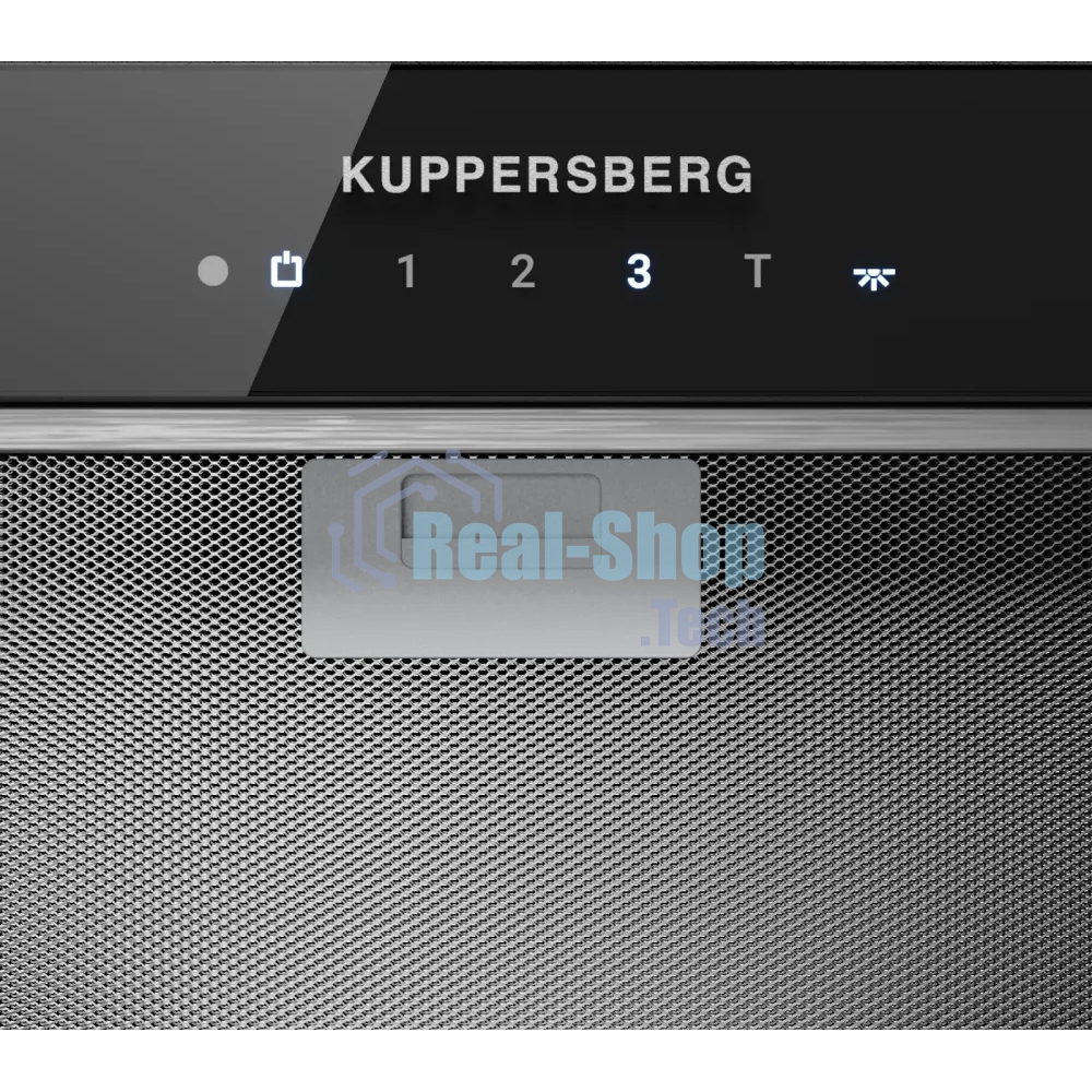 Встраиваемая вытяжка Kuppersberg, 52 см, мощность рециркуляции 650 м3/ч, мощность отвода 1300 м3/ч, сенсорное управление, таймер, турборежим, угольный фильтр KF-ES (доп. Опция), уровень шума 46 дБ, черный