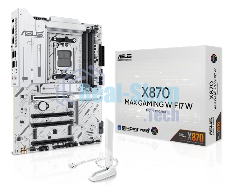 Материнская плата ASUS X870 MAX GAMING WIFI7 W, AM5, AMD X870, 4xDDR5, 4xSATA, 3xM.2, 1xPCIe 5.0 x16, 2xPCIe 4.0 x16, 1xPCIe 3.0 x16, 1xHDMI, 2xUSB Type-C (Display), 1x2.5Gb LAN, Wi-Fi 7, Bluetooth 5.4, 2xUSB-C 40Gbps, 1xUSB-A 10Gbps, 3xUSB-A 5Gbps, 4xUSB