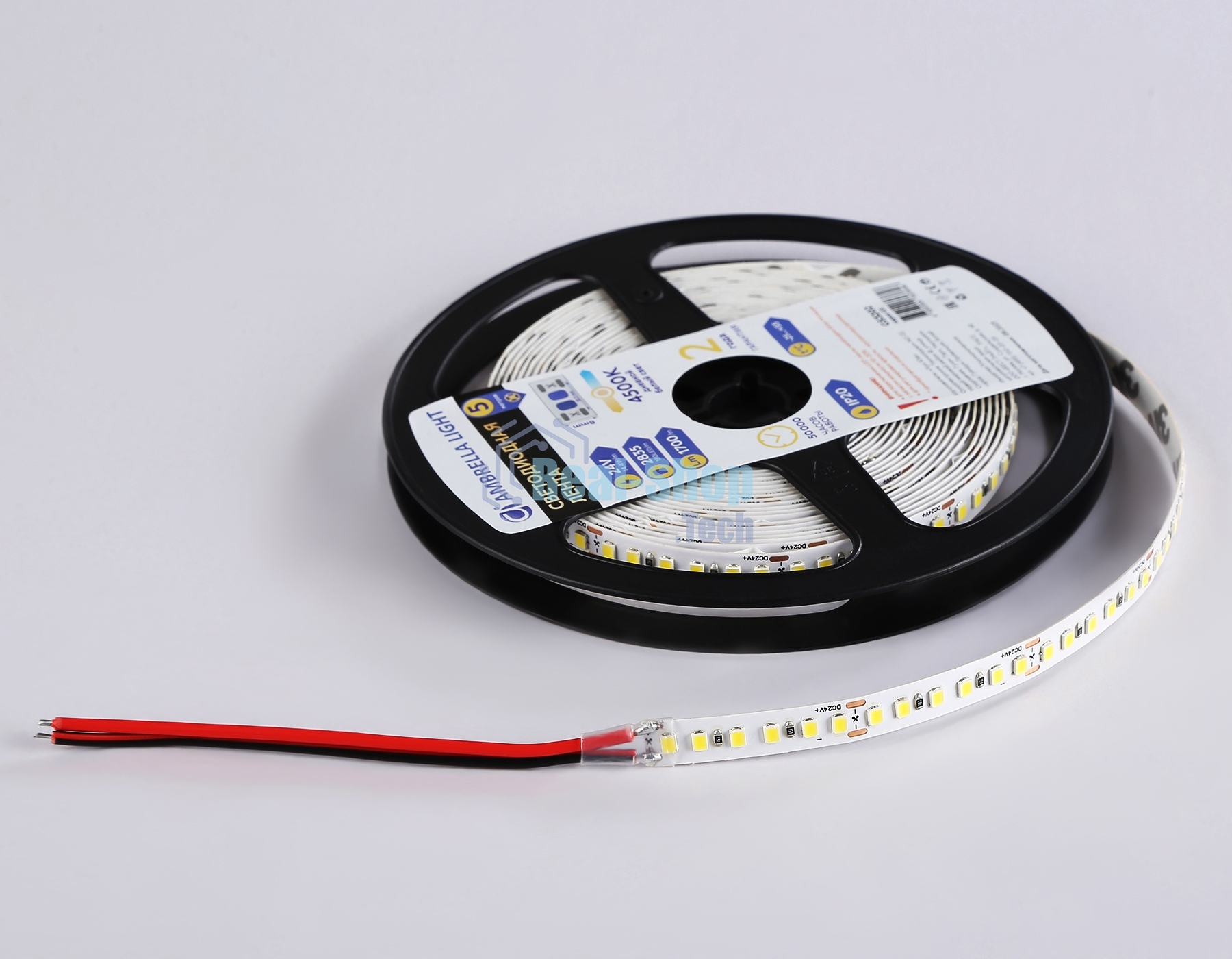 Светодиодная лента Ambrella light GS3202 2835 180Led/ 14.4W m/ 24V IP20 4500K/ 5000*8*1.2mm (2 конт.)