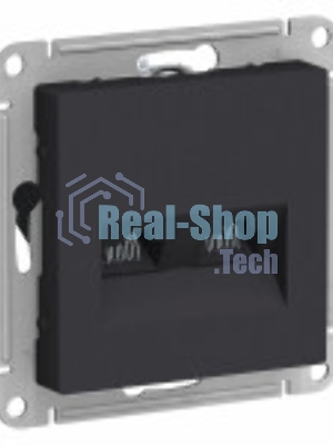 Механизм розетки компьютерной 2-м AtlasDesign RJ45 + RJ45 кат.5e карбон SchE ATN001085