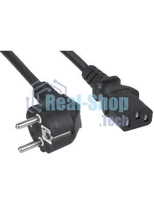 Кабель питания компьютера Cabeus PC-186-VDE-1.8M IEC 320 C13, вилка Schuko, 1.8 м, 10А, черный