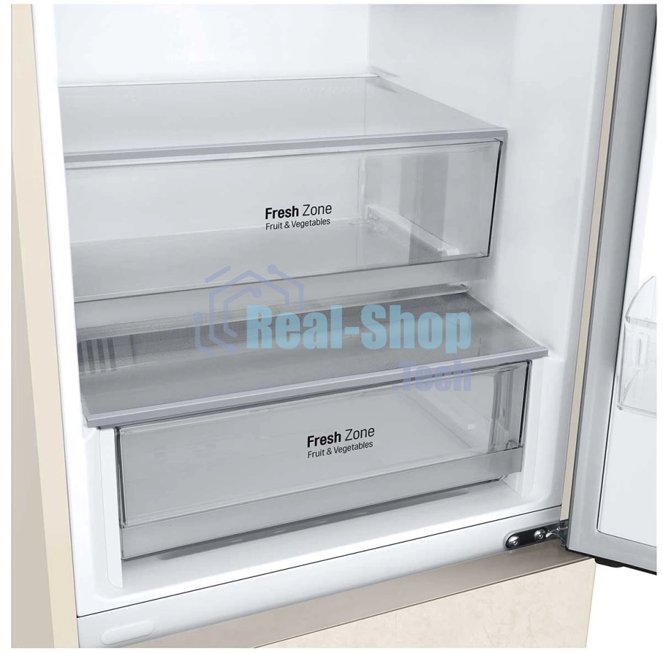 Холодильник LG GC-B459AEMW бежевый двухкамерный 234/110л морозилка снизу, No Frost