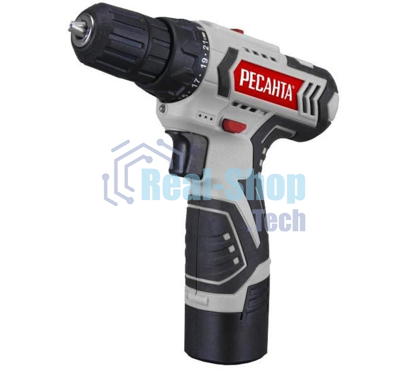 Дрель-шуруповерт аккумуляторная Ресанта ДА-12-2ЛК 75/14/2, Аккумуляторная, 12В, 2 АКБ, Кейс