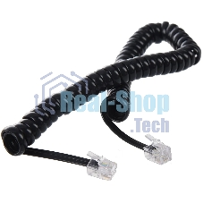 Телефонный шнур витой для трубки Greenconnect 7.5m, RJ9 4P4C (джек) черный, GCR-TPC4P4C2-7.5m