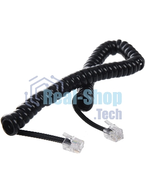 Телефонный шнур витой для трубки Greenconnect 7.5m, RJ9 4P4C (джек) черный, GCR-TPC4P4C2-7.5m