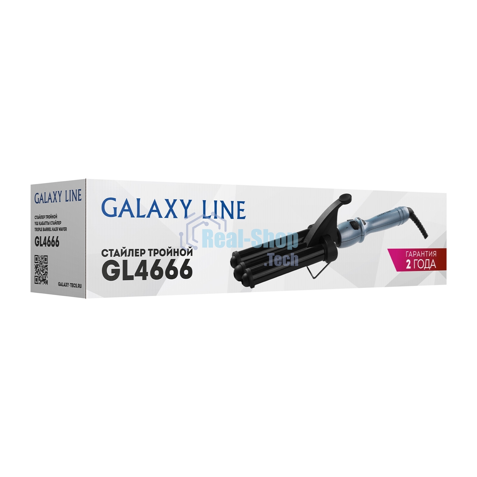 Щипцы для завивки волос Galaxy Line GL 4666 черный/голубой, 22 мм, 200 °C, 10 режимов