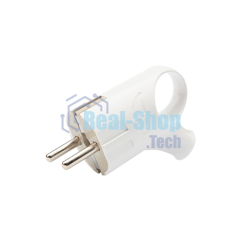 Вилка Евро Rexant угловая с з/к 16А с кольцом белая