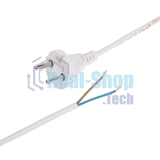 Шнур электрический с вилкой Rexant ПВС 2х0,75 мм², 1,5м белый