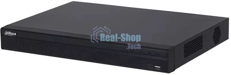 Видеорегистратор IP 32-канальный DAHUA 4K и H.265+. Входящий поток до 160 Мбит/с; сжатие: Н.265+/H.265+, H.265, H.264+, H.264+/H.264; разрешение записи до 12Мп; накопители: 2 SATA III до 20Тбайт; воспр