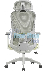 Кресло компьютерное Cactus CS-GMC515-GYGN серый, сиденье салатовый, сетка/ткань, с подголов. крестов. пластик, пластик серый