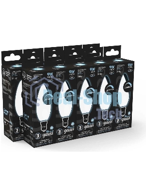 Лампа светодиодная Gauss Filament 103201209-D 9Вт цок.: E14 свеча 220B св. свеч. белый нейт. (упак.: 10 шт)