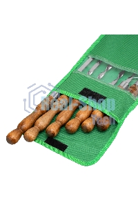 Набор шампуров плоских Palisad 650 мм, с деревянной рукояткой, в чехле, 6 шт., Camping