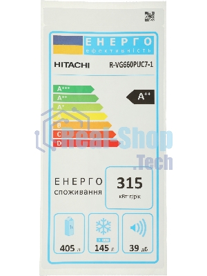Холодильник Hitachi R-VG660PUC7-1 GBK черный стекло двухкамерный 405/145л морозилка сверху No Frost