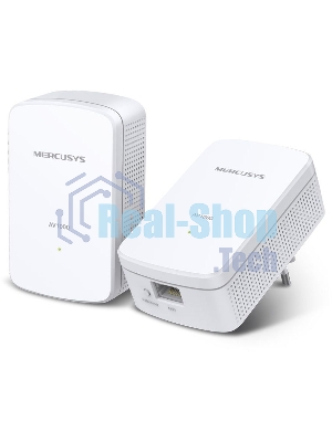 Комплект гигабитных адаптеров Mercusys AV1000 Gigabit Powerline Kit, HomePlug AV2 standard, 1 Gigabit port, 300m over electrical circuits, plug and play.