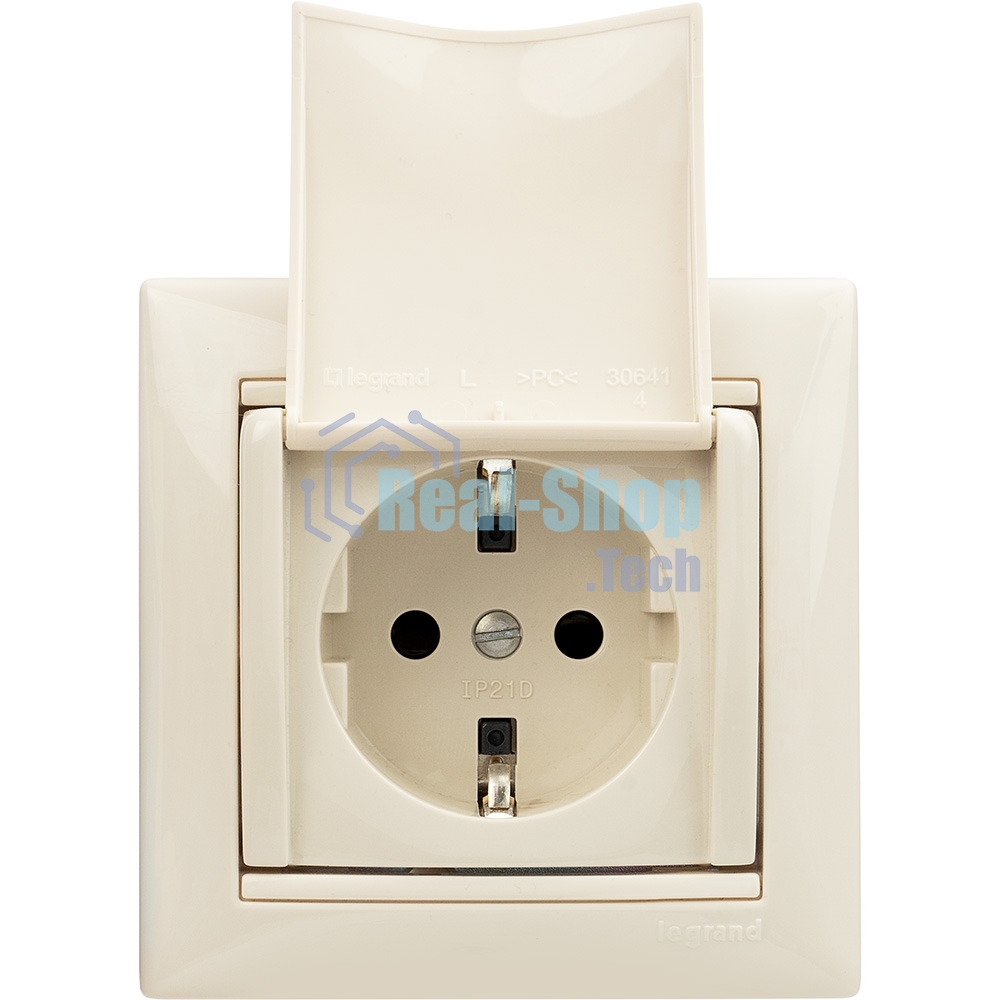 Механизм розетки 1-м СП Valena с защ. крышкой защ. шторки с заземл. сл. кость Legrand 774322