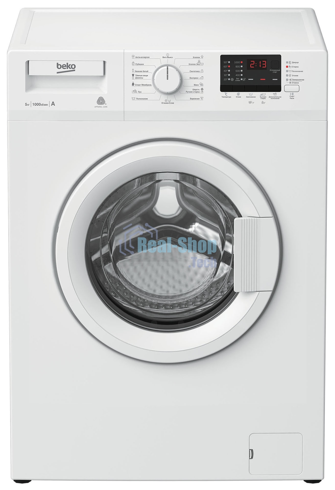 Стиральная машина Beko WRE55P2BWW белый, загрузка фронтальная 5 кг, 1000 об/мин, класс A