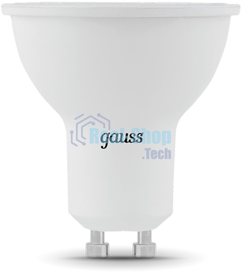 Лампа светодиодная Gauss черный 5Вт цок.:GU10 рефлектор 220B 3000K св.свеч.белый теп. MR16 (упак.:10шт)