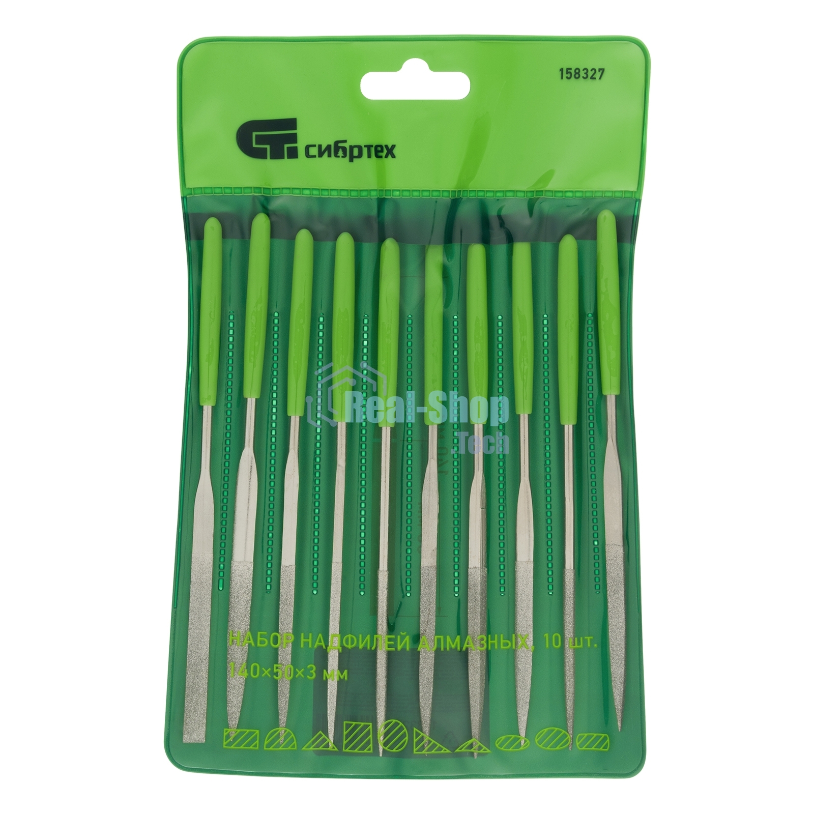 Набор надфилей алмазных Сибртех, 140х50х3, 10 шт.