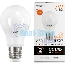Лампа светодиодная Gauss 23217A LED Elementary A60 7W E27 520lm 2700K 1/10/100 0
