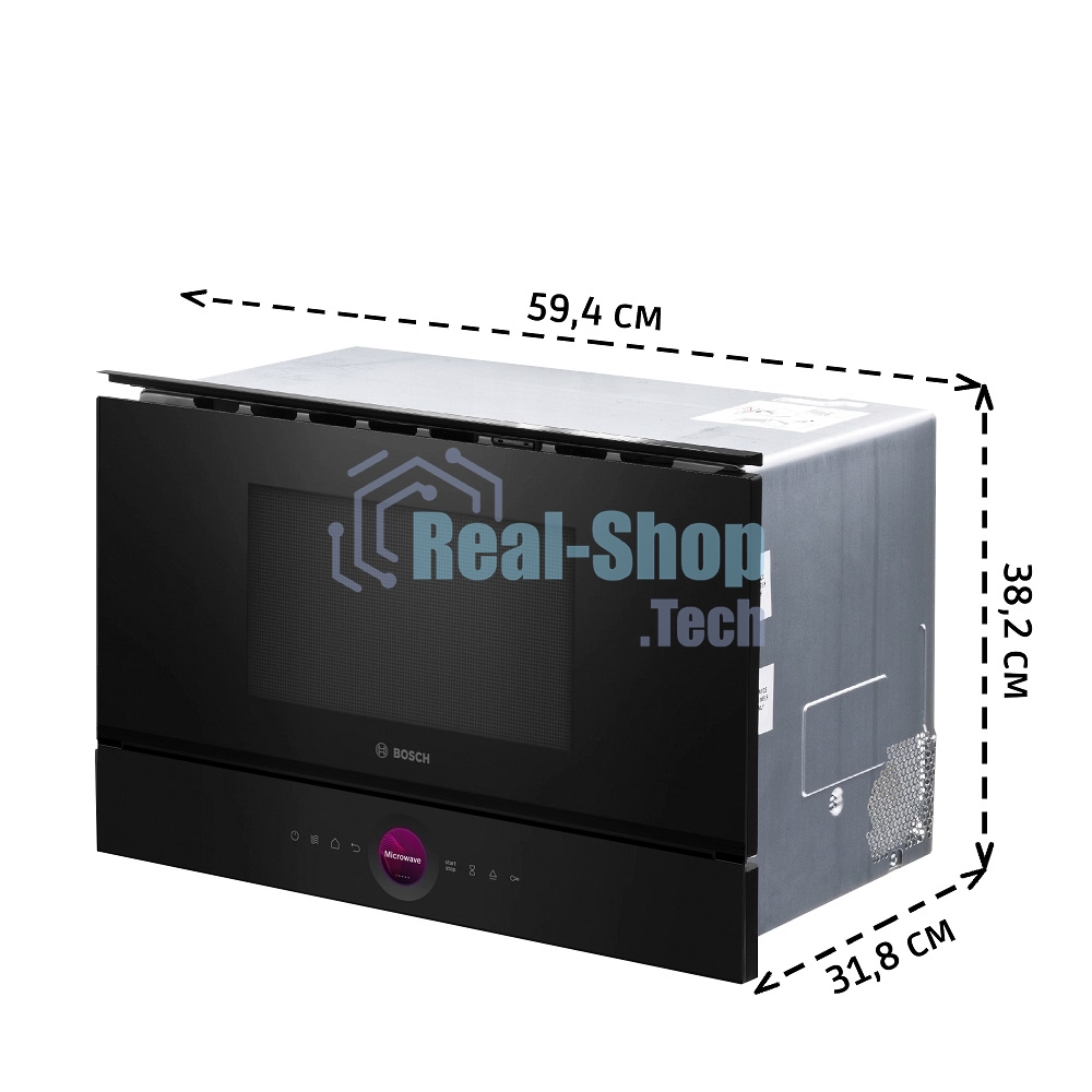 Встраиваемая микроволновая печь Bosch BFR7221B1 900Вт, 5 режимов, инвертер, 21 л, черный, петли справа