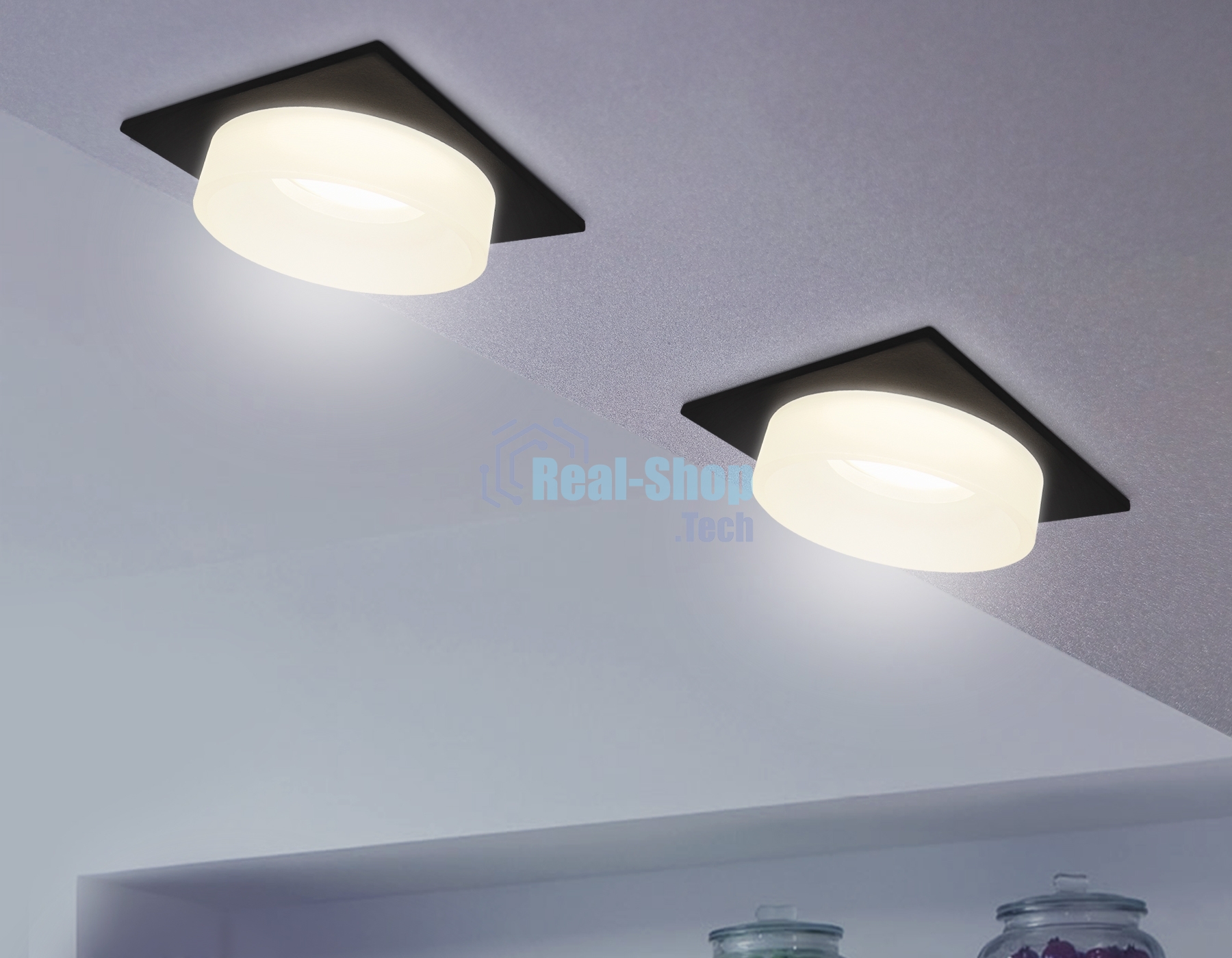 Светильник Ambrella light TN1316 SBK/FR черный песок/белый матовый GU5.3 92*92*45