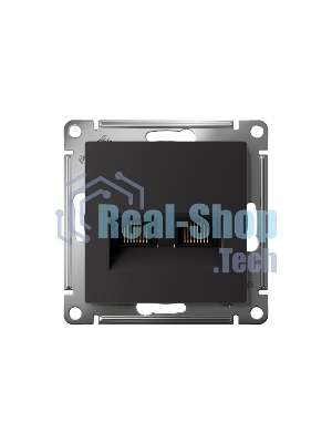 Механизм розетки компьютерной 2-м AtlasDesign RJ45 + RJ45 кат.5e карбон SchE ATN001085
