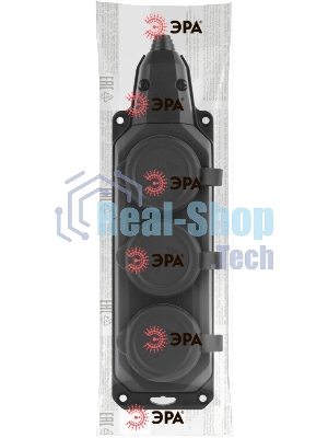 Колодка каучуковая ЭРА с/з 3гн 16A IP44 черная